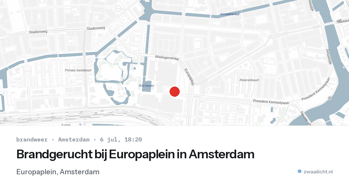 Brandgerucht bij Europaplein in Amsterdam — 6 jul 2026