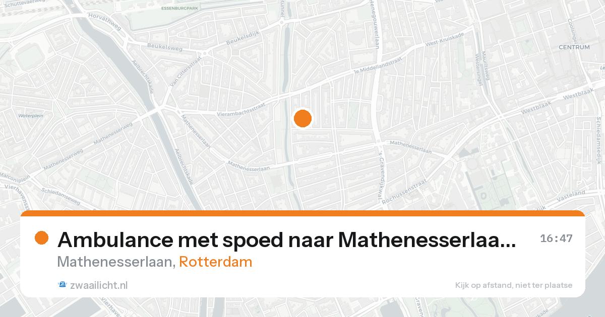 Ambulance met spoed naar Mathenesserlaan in Rotterdam — 17 aug 2026