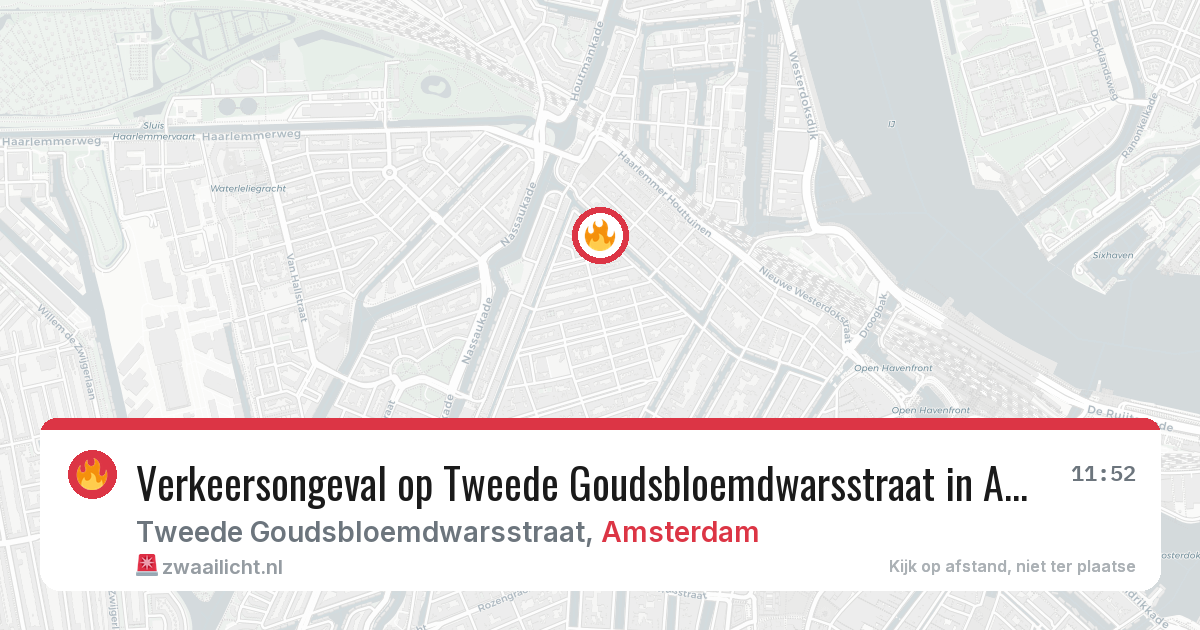 Verkeersongeval op Tweede Goudsbloemdwarsstraat in Amsterdam — 13 aug 2026