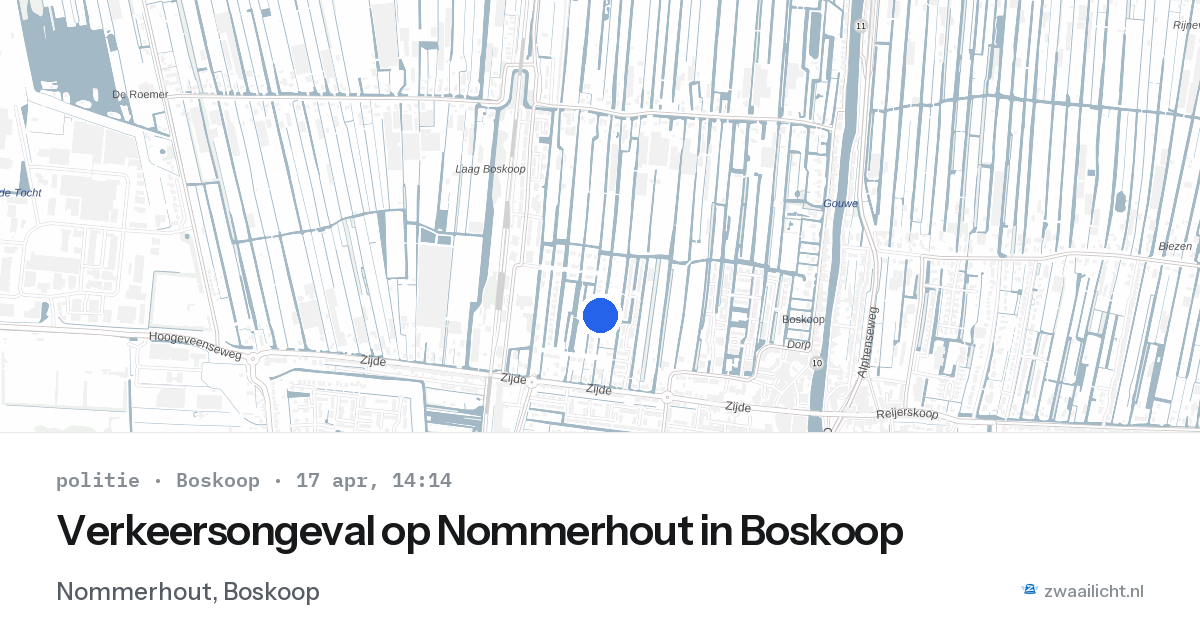 Verkeersongeval op Nommerhout in Boskoop — 17 apr 2026