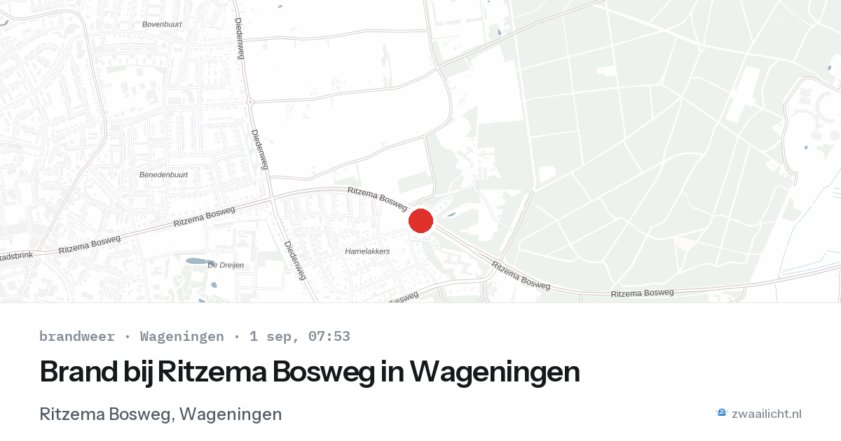 Brand bij Ritzema Bosweg in Wageningen — 1 sep 2026