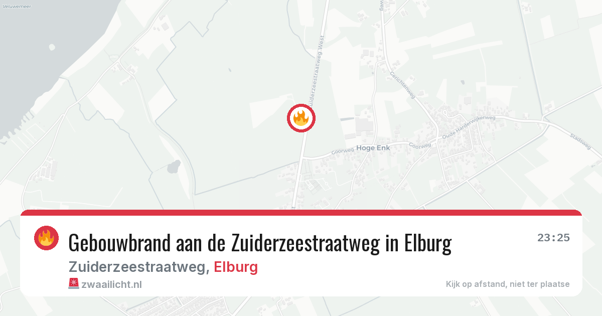 Gebouwbrand aan de Zuiderzeestraatweg in Elburg — 8 aug 2026