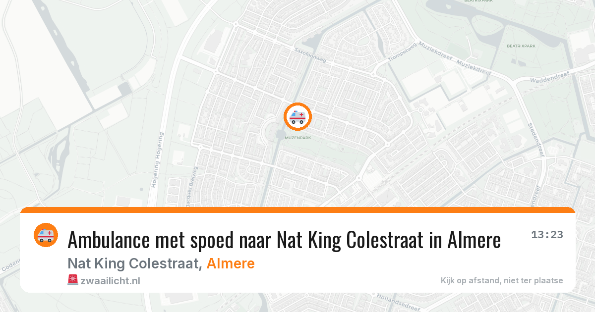 Ambulance met spoed naar Nat King Colestraat in Almere — 4 aug 2026