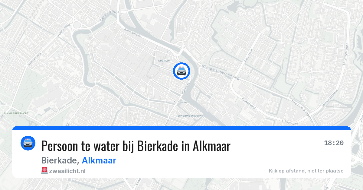 Persoon te water bij Bierkade in Alkmaar — 18 jul 2026