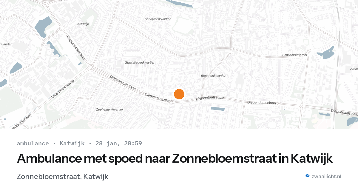 Ambulance met spoed naar Zonnebloemstraat in Katwijk — 28 jan 2026
