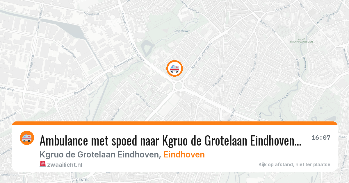Ambulance met spoed naar Kgruo de Grotelaan Eindhoven in Eindhoven — 14 apr 2026