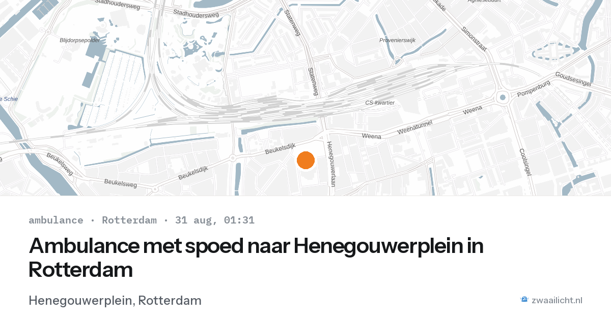 Ambulance met spoed naar Henegouwerplein in Rotterdam — 30 aug 2026
