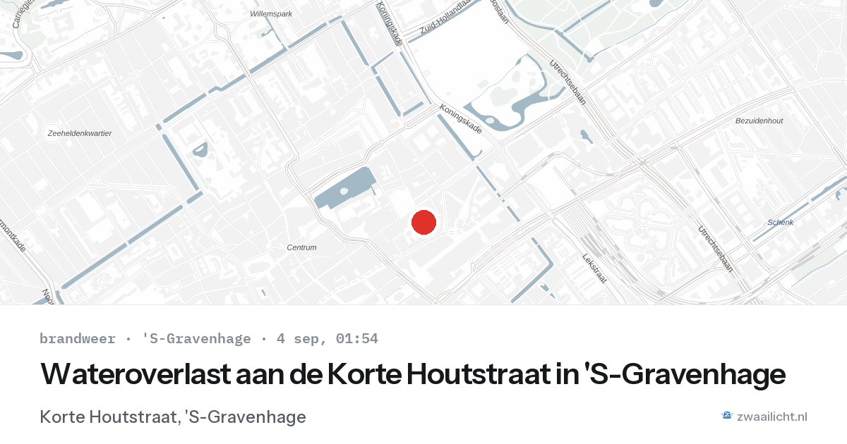 Wateroverlast aan de Korte Houtstraat in 'S-Gravenhage — 3 sep 2026