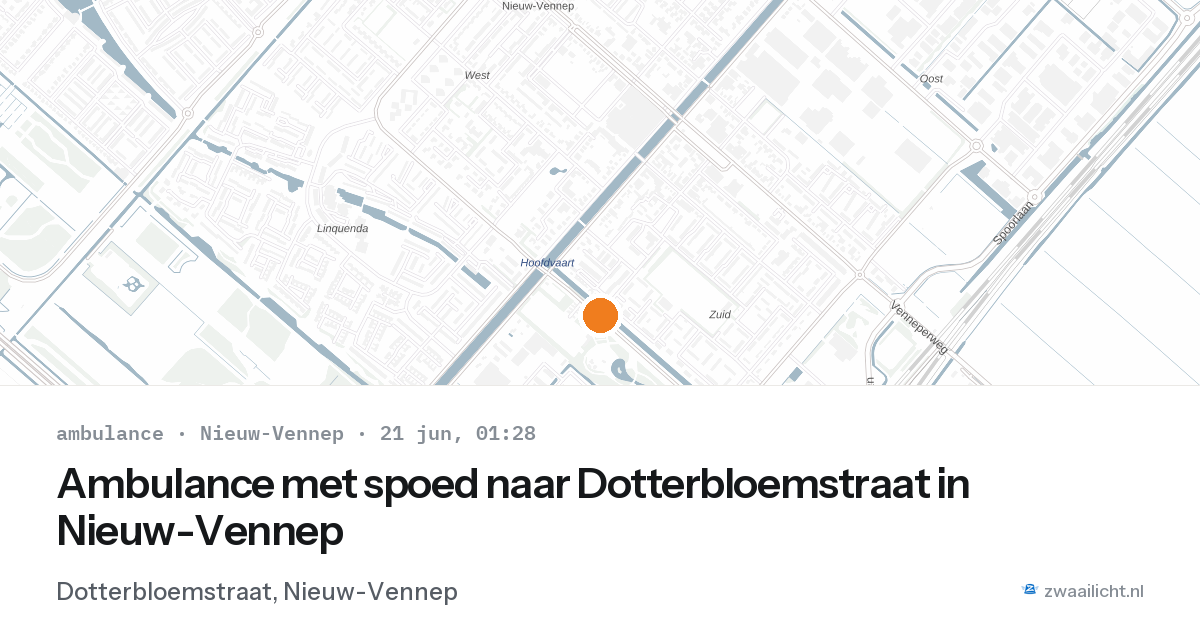 Ambulance met spoed naar Dotterbloemstraat in Nieuw-Vennep — 20 jun 2026