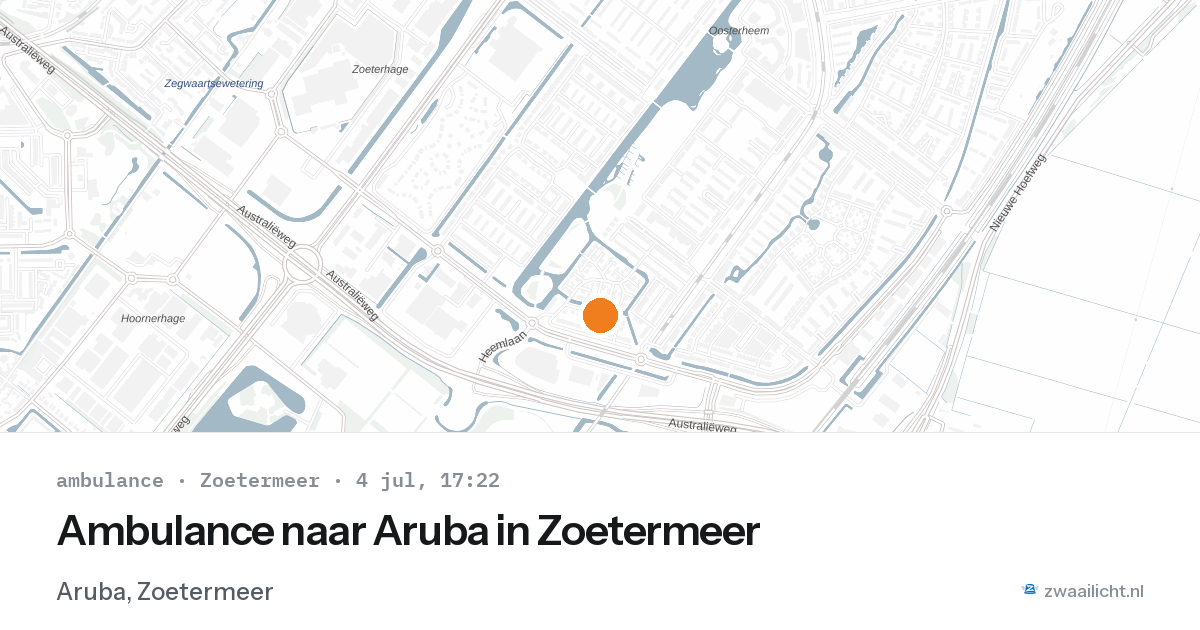 Ambulance naar Aruba in Zoetermeer — 4 jul 2026