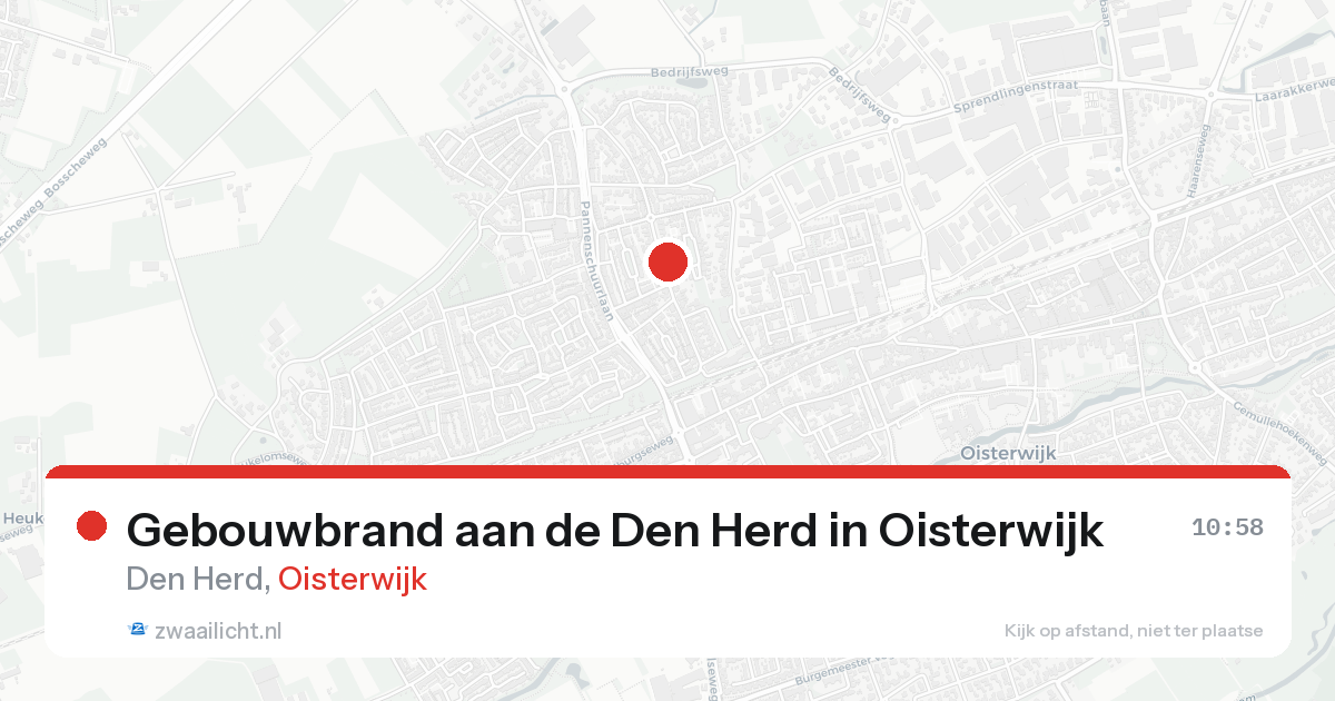 Gebouwbrand aan de Den Herd in Oisterwijk — 16 aug 2026