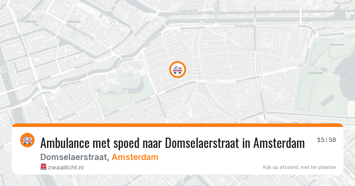 Ambulance met spoed naar Domselaerstraat in Amsterdam — 10 aug 2026