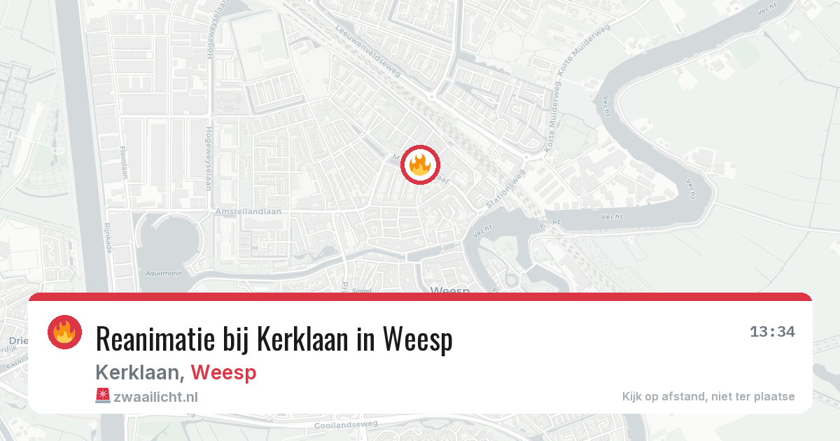 Reanimatie bij Kerklaan in Weesp — 22 mrt 2026