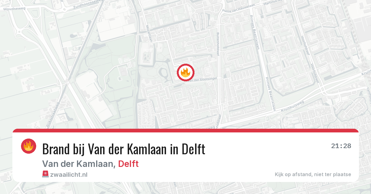 Brand bij Van der Kamlaan in Delft — 8 aug 2026