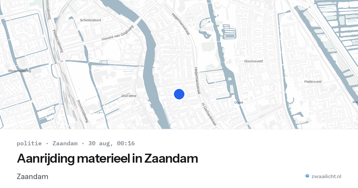 Aanrijding materieel in Zaandam — 29 aug 2026