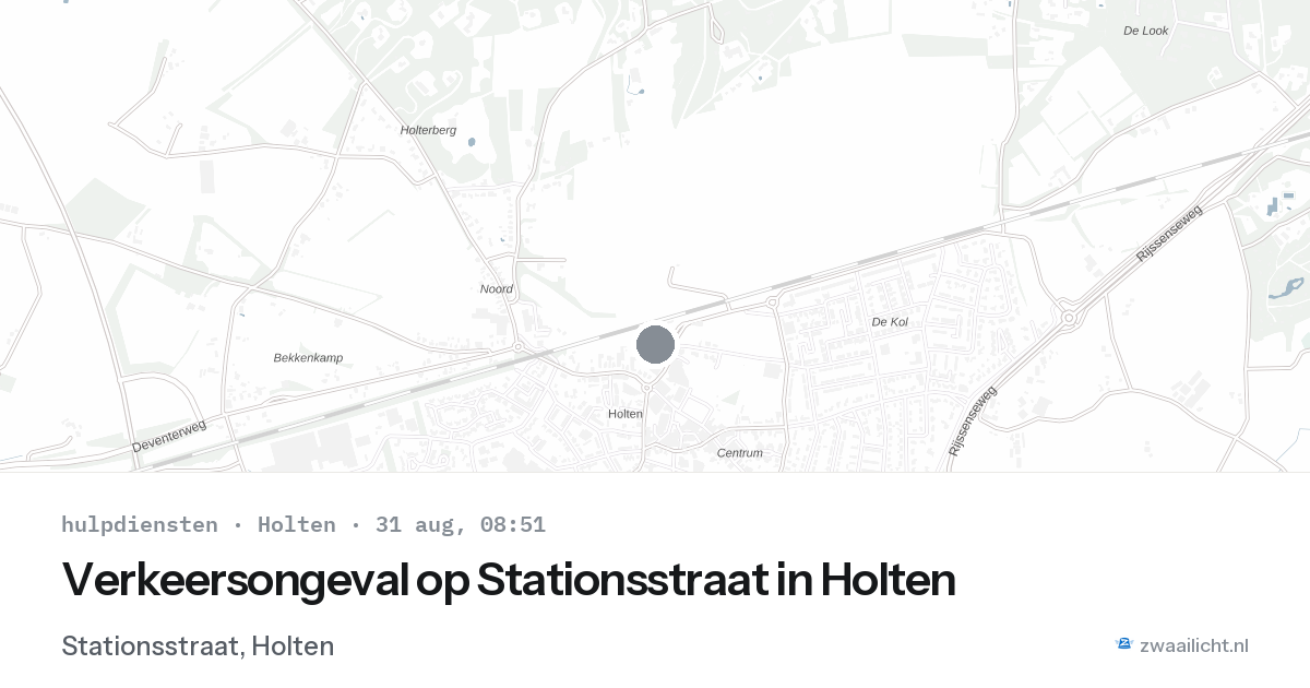 Verkeersongeval op Stationsstraat in Holten — 31 aug 2026