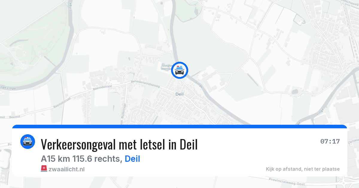 Verkeersongeval met letsel in Deil — 18 jul 2026