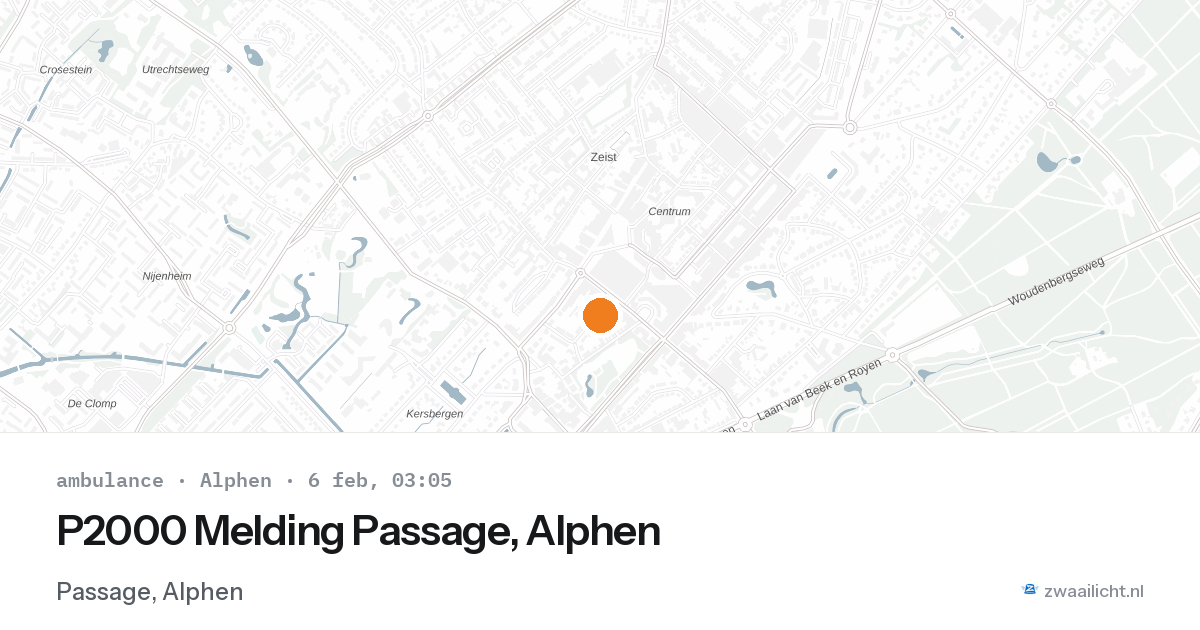 P2000 Melding Passage, Alphen — 6 feb 2026