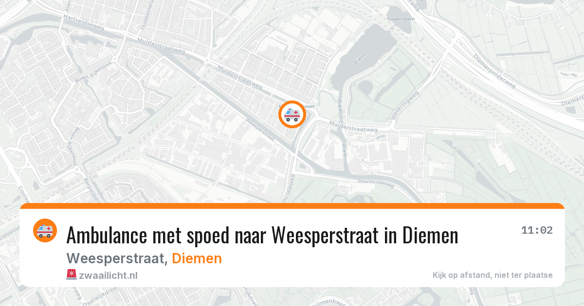 Ambulance met spoed naar Weesperstraat in Diemen — 20 mei 2026