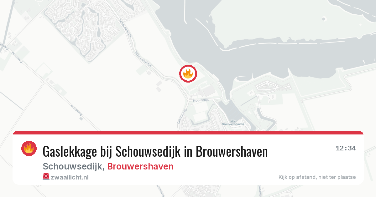 Gaslekkage bij Schouwsedijk in Brouwershaven — 1 jul 2026