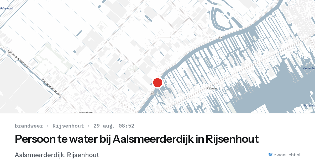 Persoon te water bij Aalsmeerderdijk in Rijsenhout — 29 aug 2026