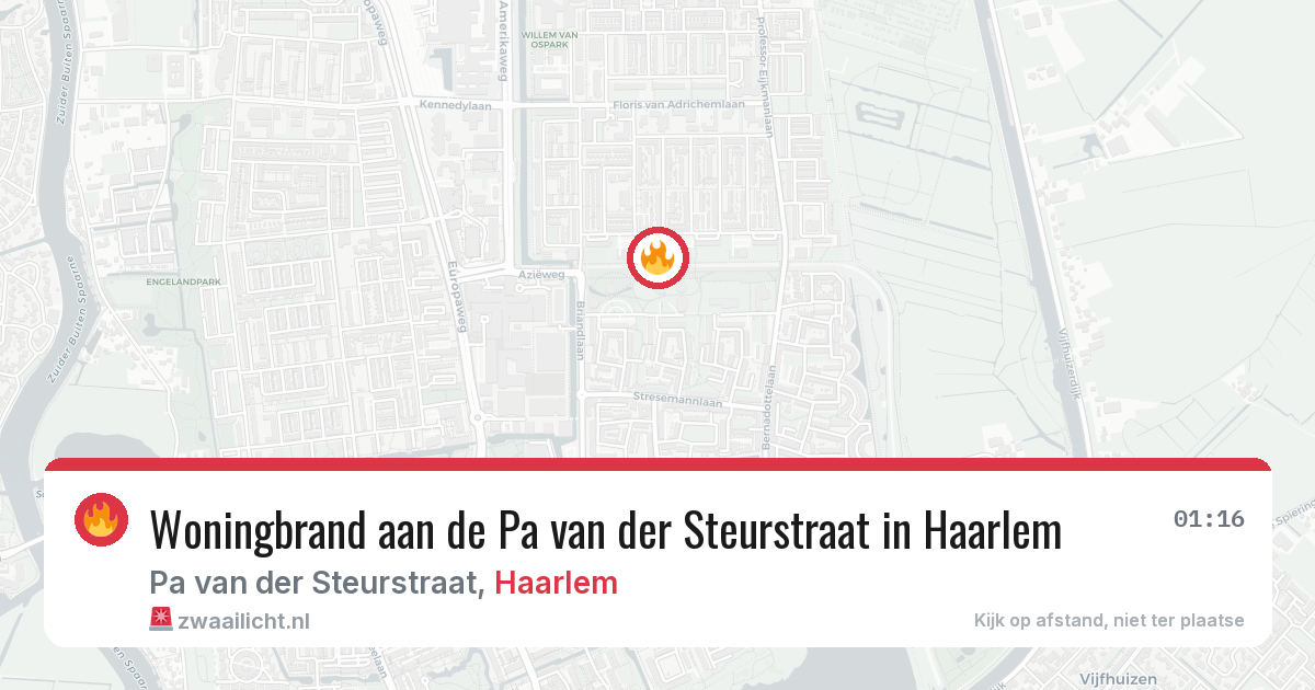 Woningbrand aan de Pa van der Steurstraat in Haarlem — 21 jul 2026
