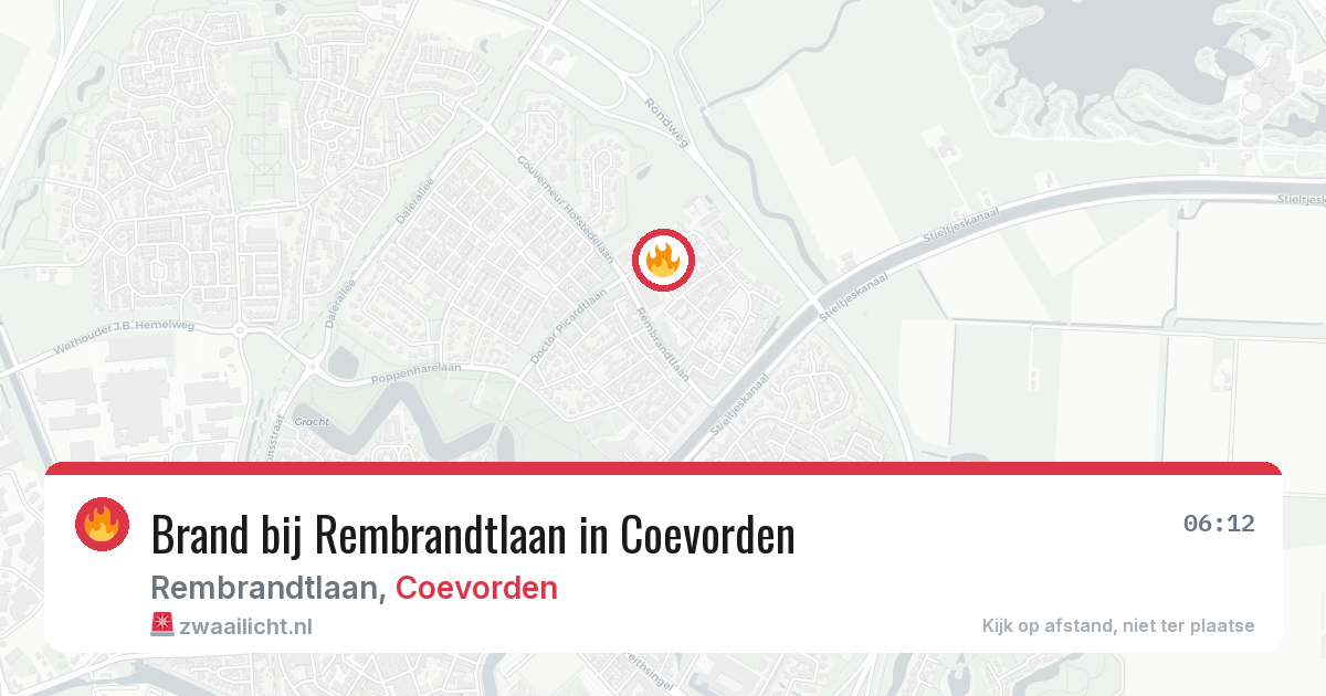 Brand bij Rembrandtlaan in Coevorden — 6 apr 2026