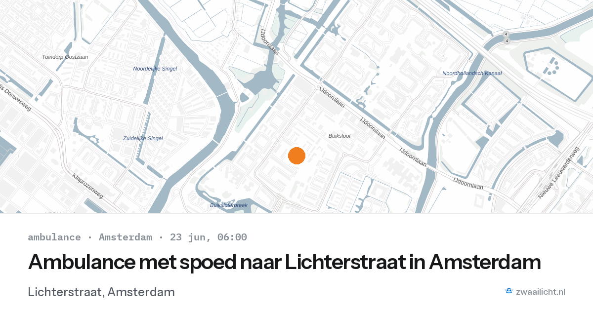 Ambulance met spoed naar Lichterstraat in Amsterdam — 23 jun 2026