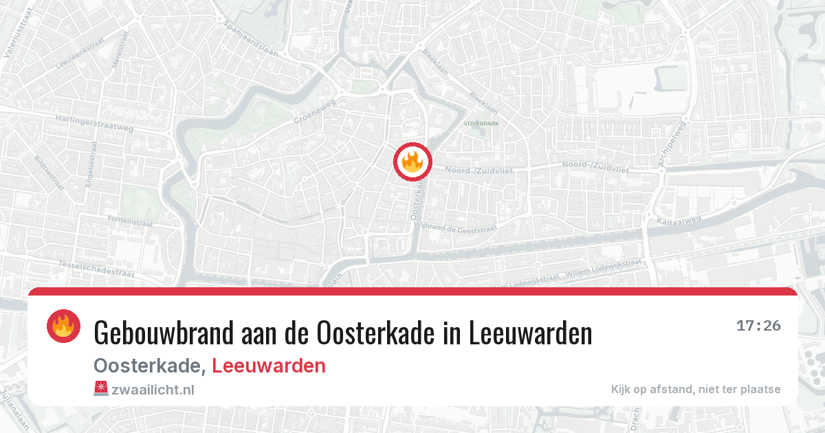 Gebouwbrand aan de Oosterkade in Leeuwarden — 14 mei 2026