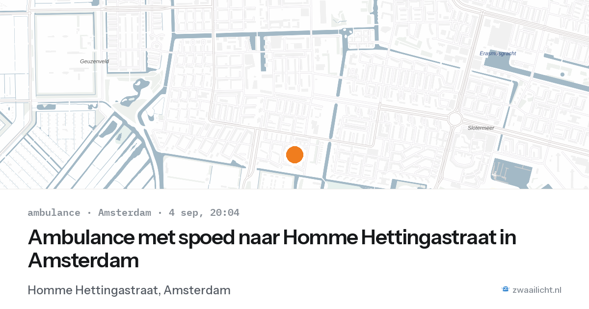 Ambulance met spoed naar Homme Hettingastraat in Amsterdam — 4 sep 2026