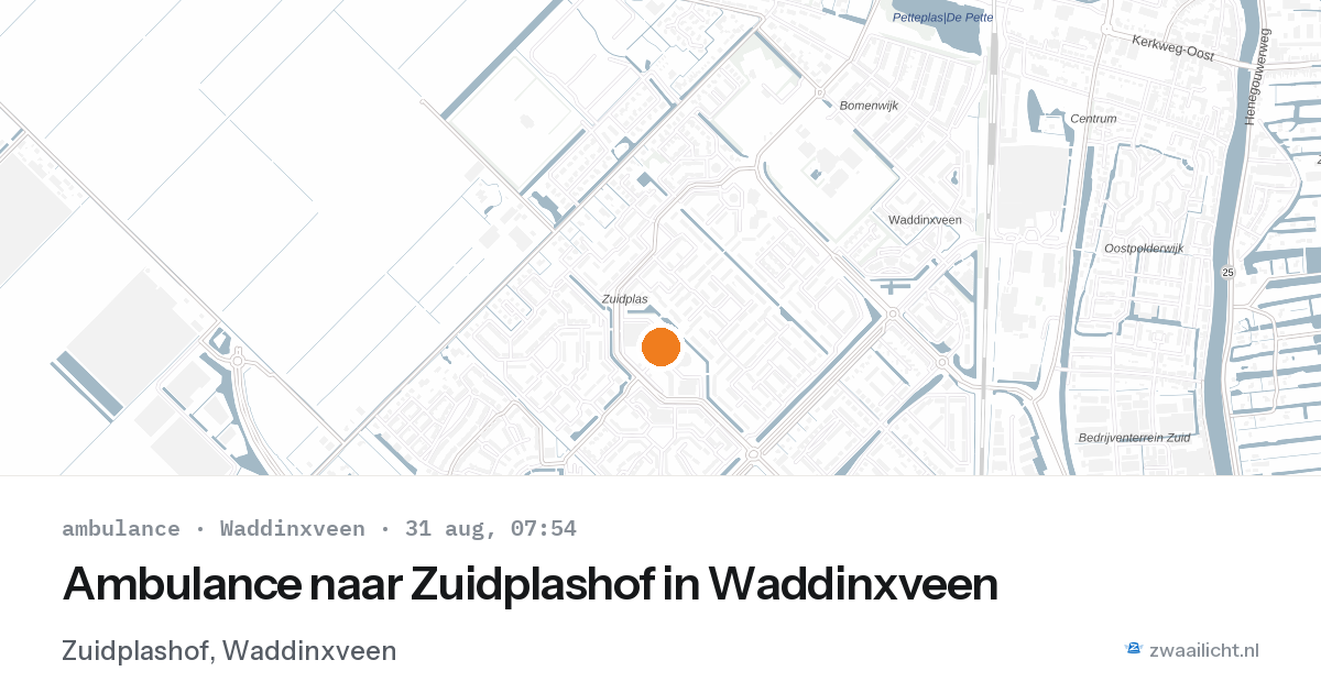 Ambulance naar Zuidplashof in Waddinxveen — 31 aug 2026