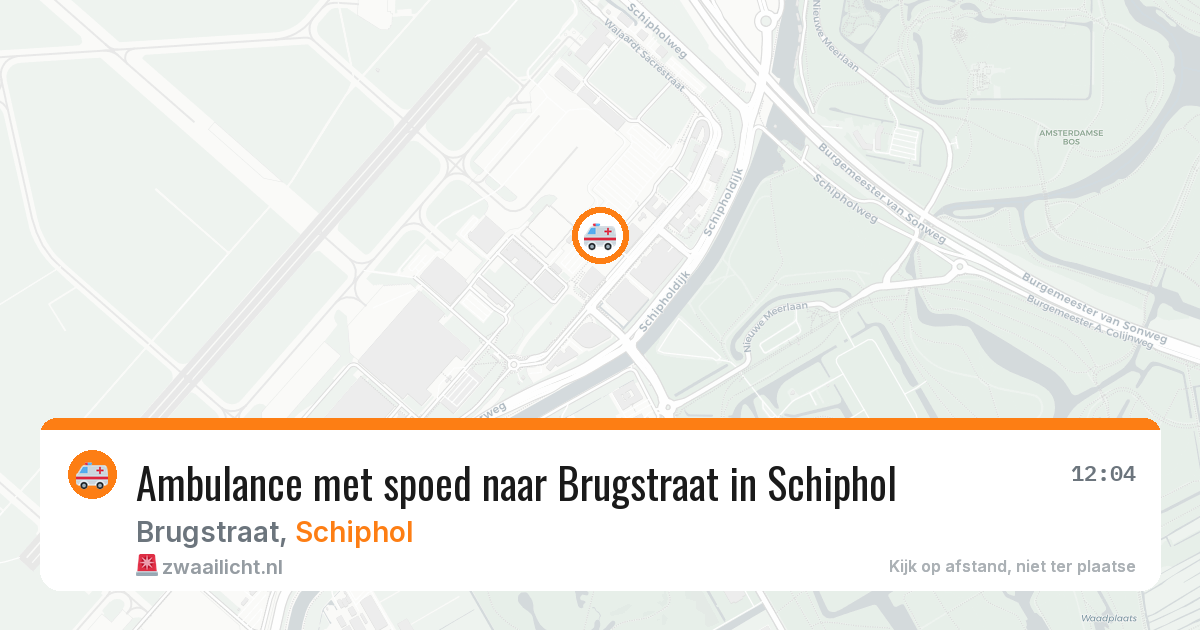 Ambulance met spoed naar Brugstraat in Schiphol — 12 aug 2026