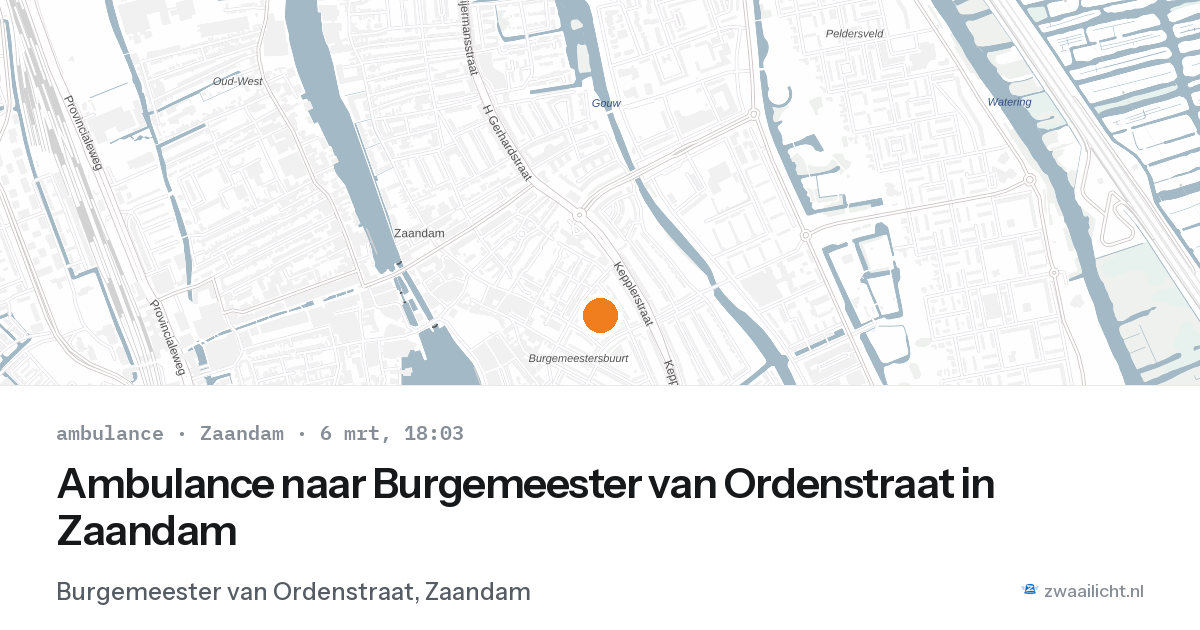 Ambulance naar Burgemeester van Ordenstraat in Zaandam — 6 mrt 2026