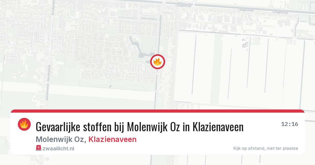 Gevaarlijke stoffen bij Molenwijk Oz in Klazienaveen — 12 mei 2026
