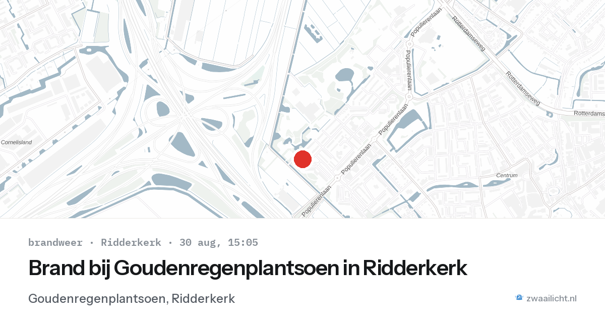 Brand bij Goudenregenplantsoen in Ridderkerk — 30 aug 2026