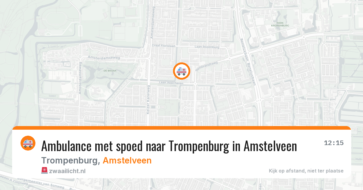 Ambulance met spoed naar Trompenburg in Amstelveen — 5 aug 2026