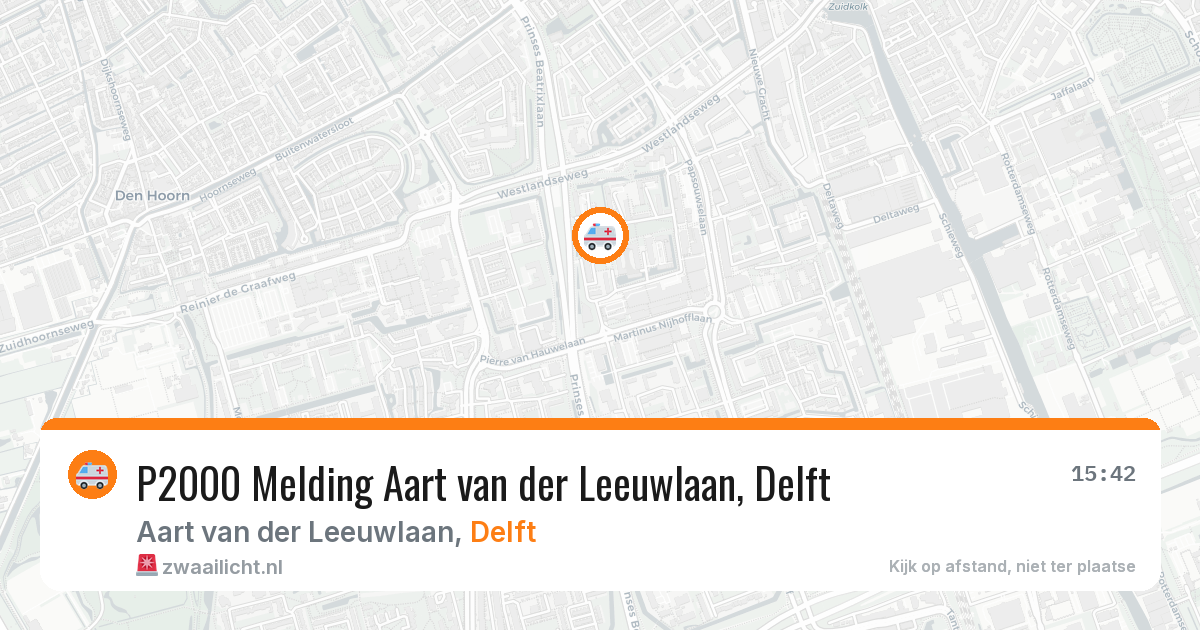 P2000 Melding Aart van der Leeuwlaan, Delft — 22 jun 2026