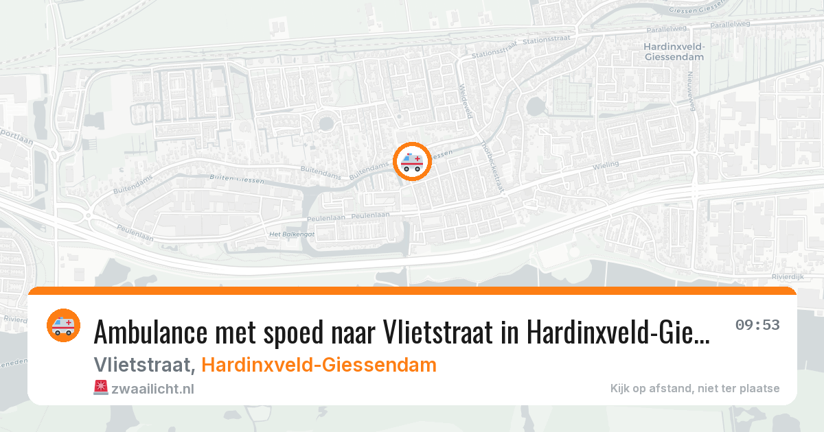 Ambulance met spoed naar Vlietstraat in Hardinxveld-Giessendam — 1 aug 2026