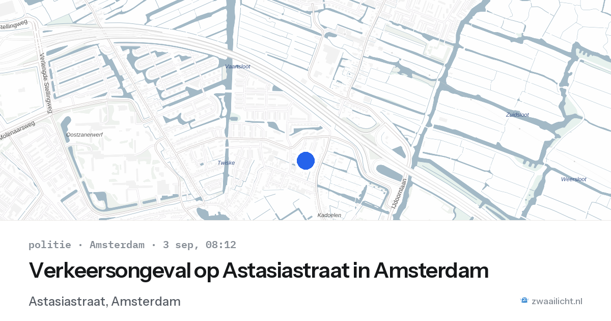 Verkeersongeval op Astasiastraat in Amsterdam — 3 sep 2026