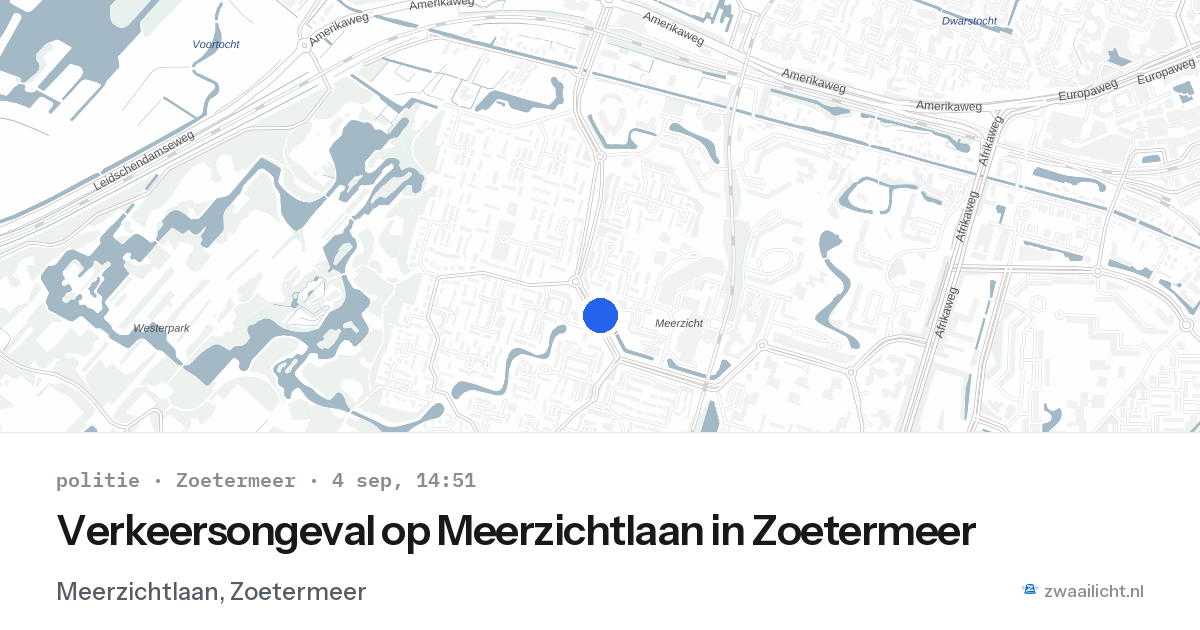 Verkeersongeval op Meerzichtlaan in Zoetermeer — 4 sep 2026