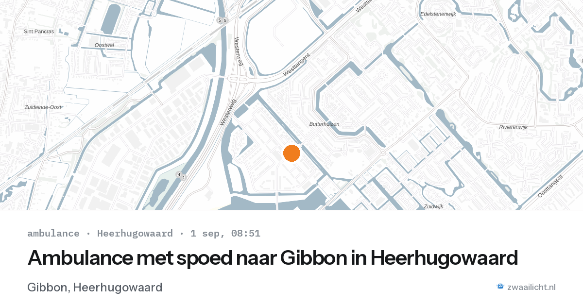 Ambulance met spoed naar Gibbon in Heerhugowaard — 1 sep 2026