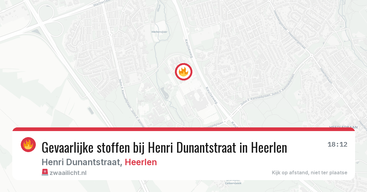 Gevaarlijke stoffen bij Henri Dunantstraat in Heerlen — 9 jun 2026