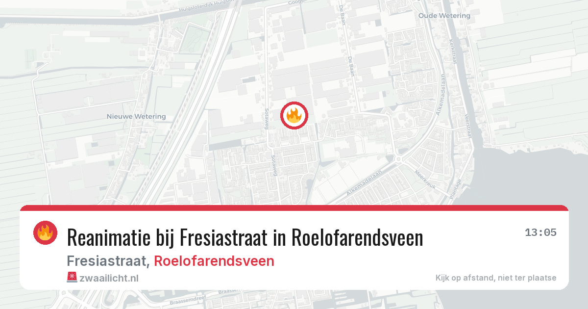 Reanimatie bij Fresiastraat in Roelofarendsveen — 28 jul 2026