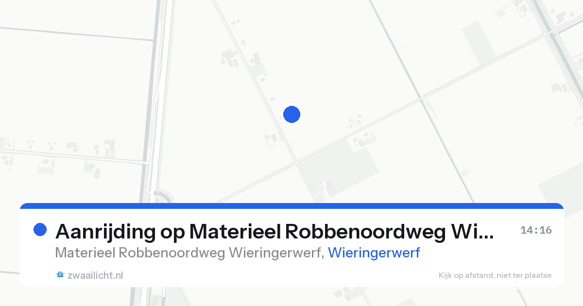 Aanrijding op Materieel Robbenoordweg Wieringerwerf in Wieringerwerf — 20 aug 2026