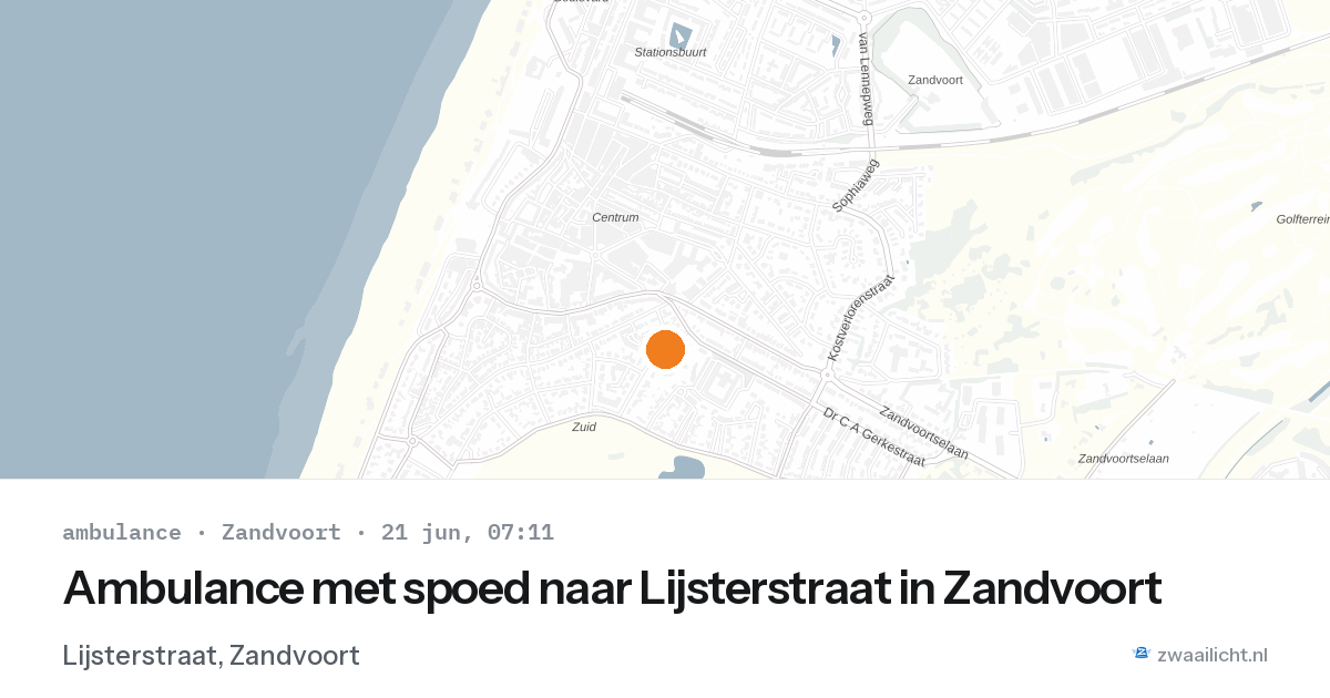 Ambulance met spoed naar Lijsterstraat in Zandvoort — 21 jun 2026