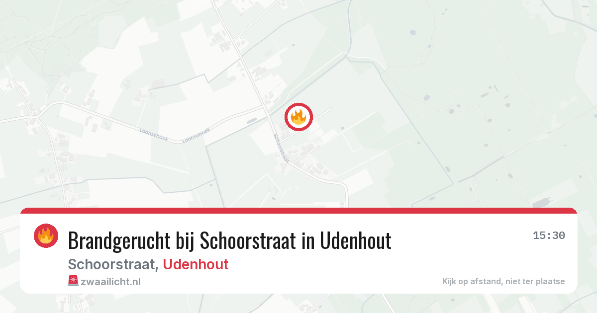 Brandgerucht bij Schoorstraat in Udenhout — 6 aug 2026