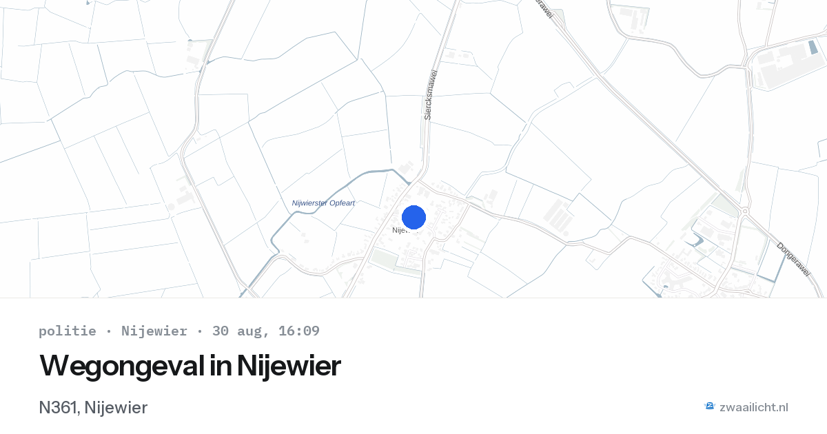 Wegongeval in Nijewier — 30 aug 2026