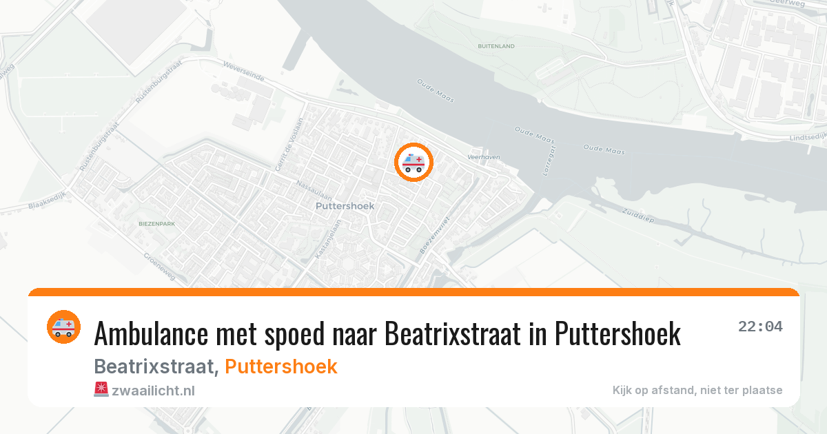 Ambulance met spoed naar Beatrixstraat in Puttershoek — 15 jun 2026