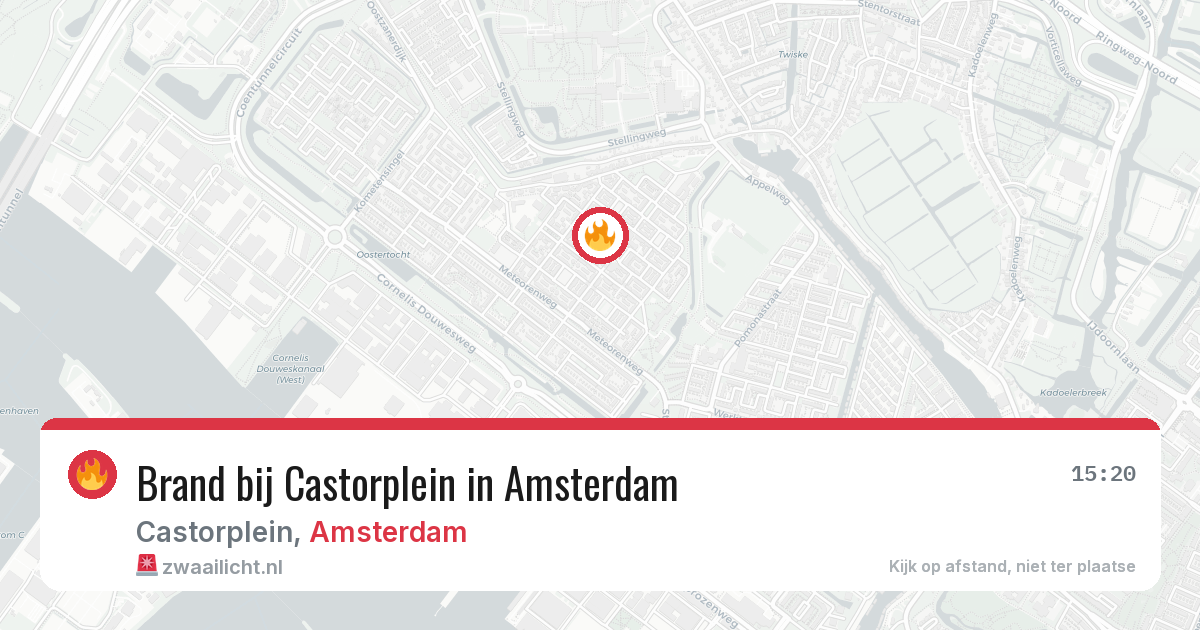 Brand bij Castorplein in Amsterdam — 15 jul 2026