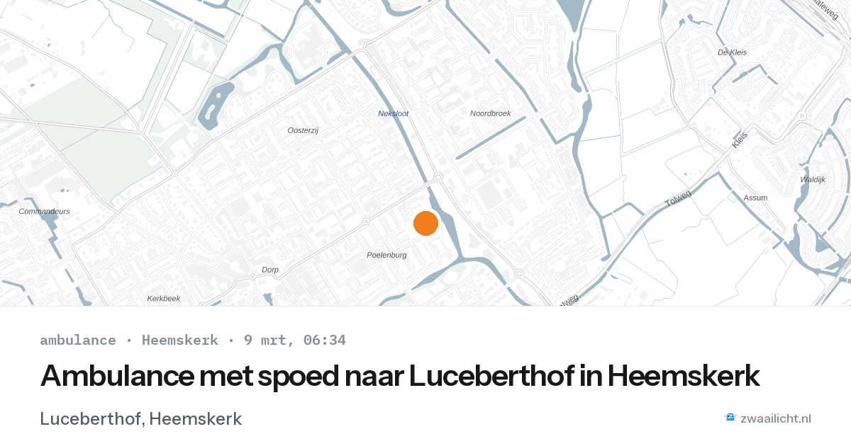 Ambulance met spoed naar Luceberthof in Heemskerk — 9 mrt 2026
